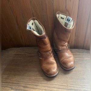 Frye Shearling Lined Leather Boots Made in USA size 5.5